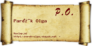 Parák Olga névjegykártya